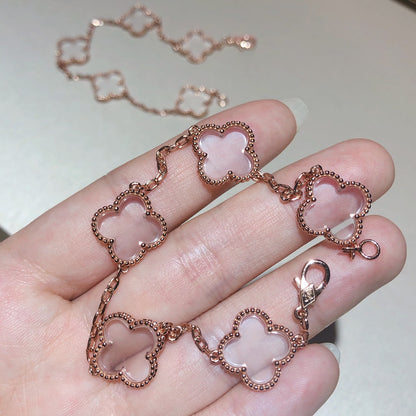 [Glitter]CLOVER 5 MOTIF ROCK CRYSTAL BRACELET