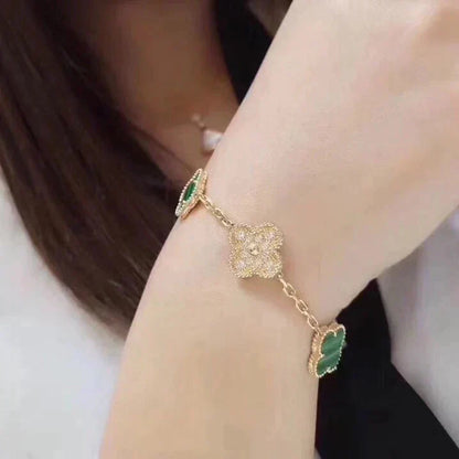 [Glitter] CLOVER 5 MOTIF MALACHITE BRACELET COLLECTION