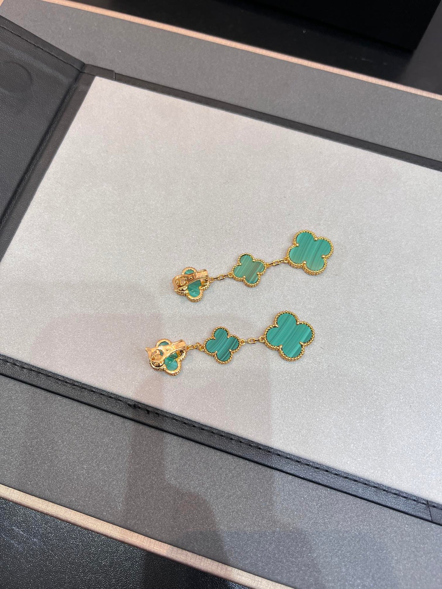 [Glitter Jewelry]CLOVER MALACHITE 3 MOTIFS GOLD