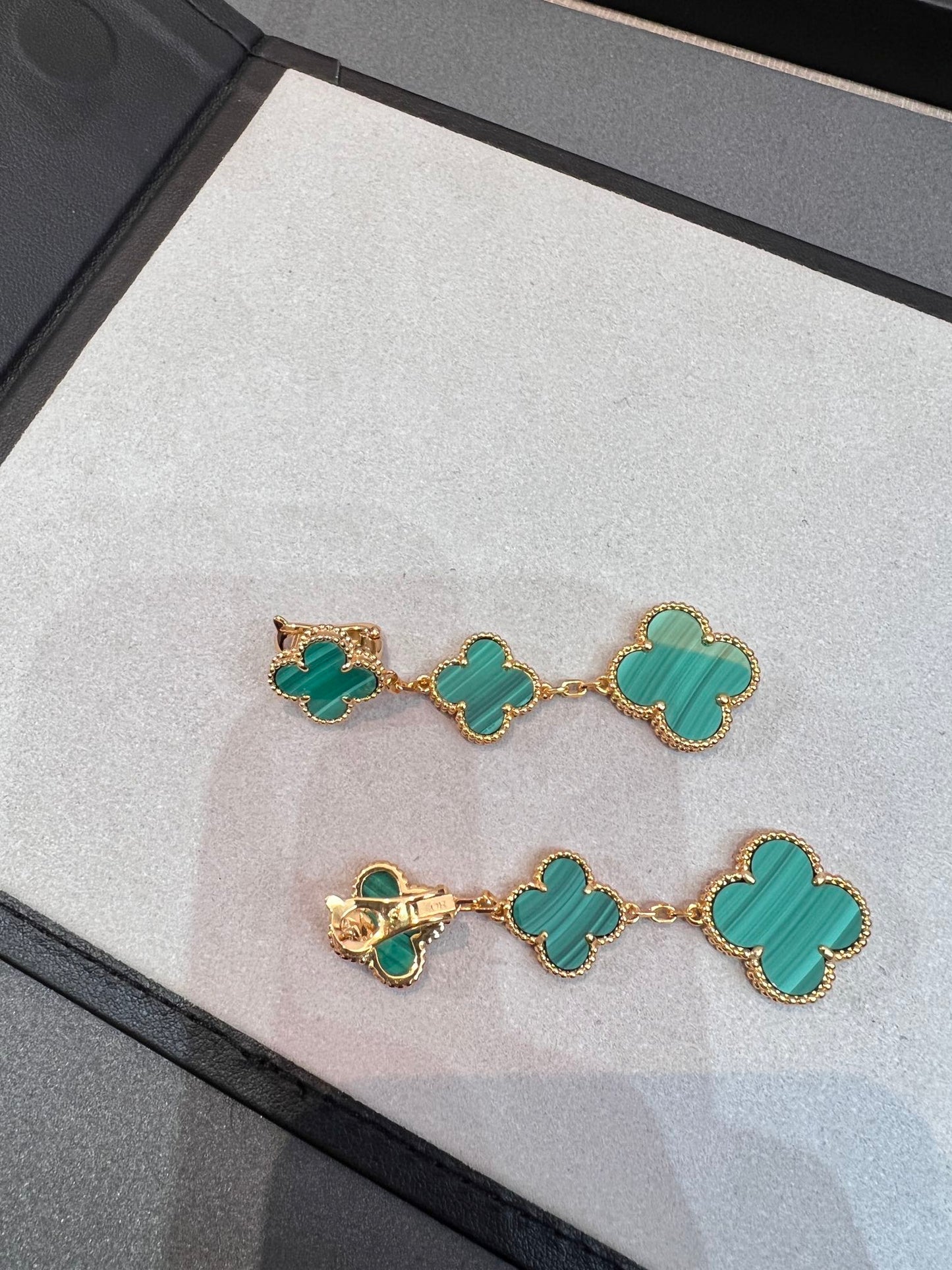 [Glitter Jewelry]CLOVER MALACHITE 3 MOTIFS GOLD