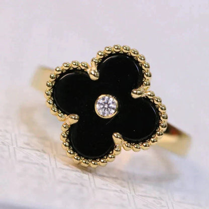 [Glitter Jewelry]CLOVER ONYX RING GOLD DIAMOND