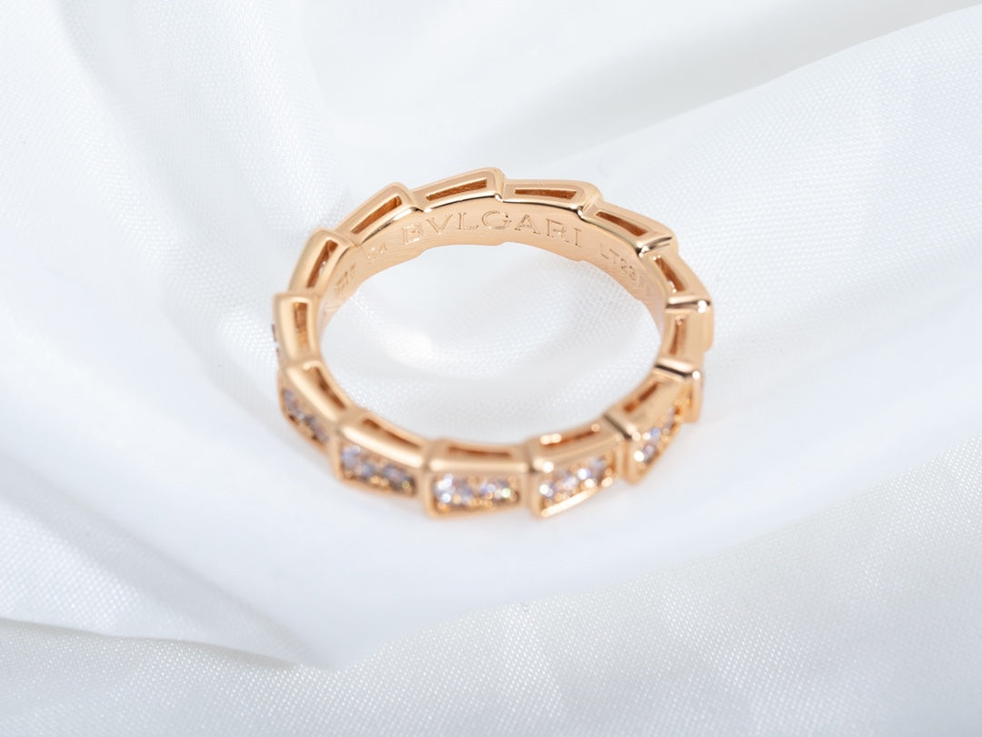 [Glitter Jewelry]SERPENTI RING PINK GOLD DIAMOND PAVED 3MM