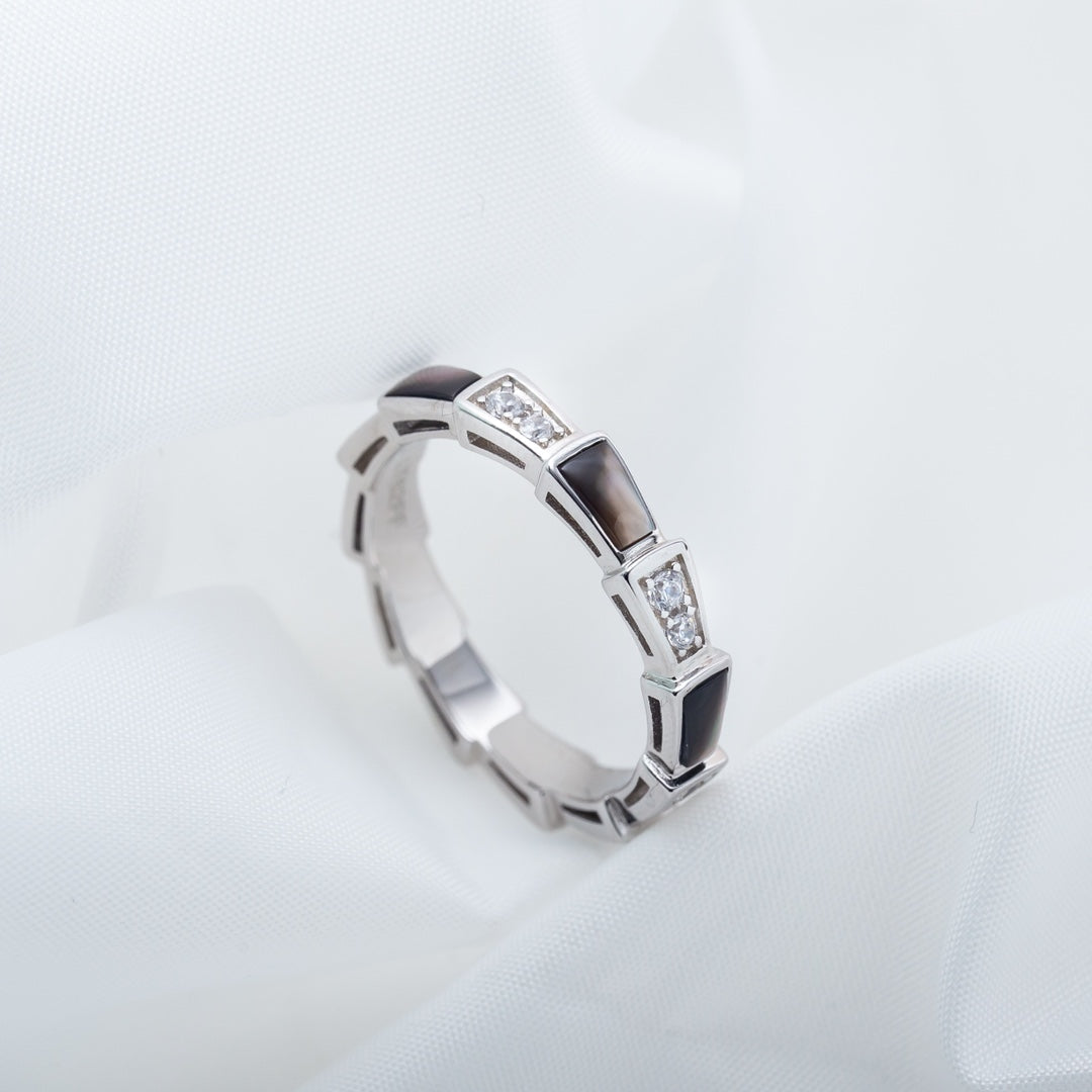 [Glitter Jewelry]SERPENTI RING SILVER  DIAMOND BLACK MOP 3MM