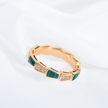 [Glitter Jewelry]SERPENTI RING PINK GOLD MALACHITE DIAMOND 3MM