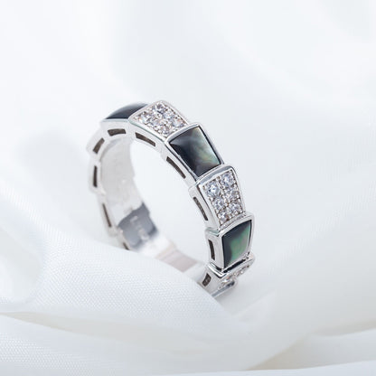 [Glitter Jewelry]SERPENTI RING SILVER DIAMOND BLACK MOP 4MM
