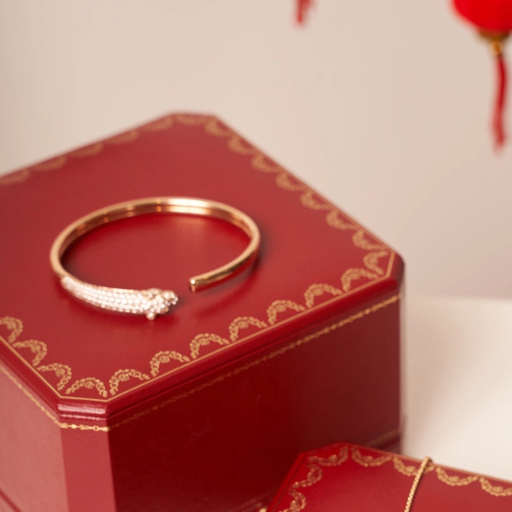 [Glitter Jewelry]PANTHERE ROSE GOLD DIAMOND OPEN BRACELET