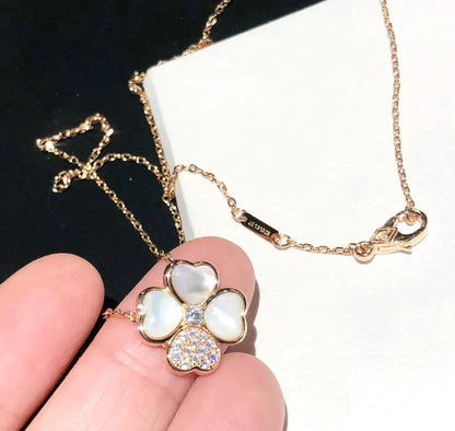 [Glitter Jewelry]CLOVER MOP DIAMOND ROSE GOLD NECKLACE