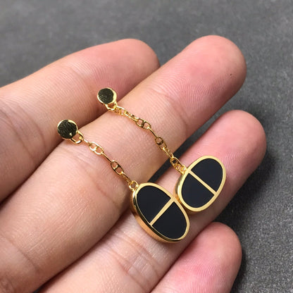 [Glitter Jewelry]CHAINE VERSO BLACK CERAMIC SILVER EARRINGS