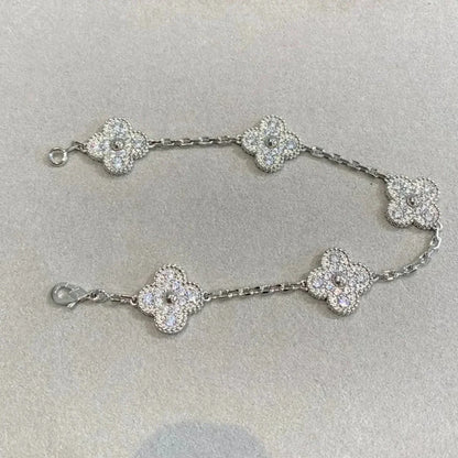 [Glitter] CLOVER 5 MOTIF FULL DIAMOND BRACELET COLLECTION