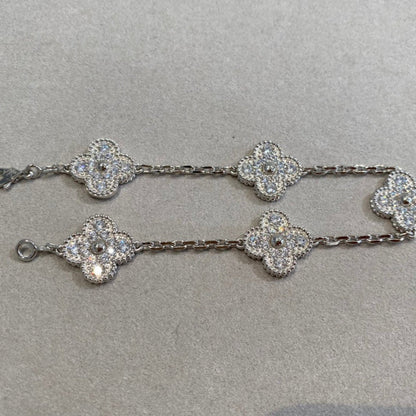 [Glitter Jewelry]CLOVER 5 MOTIFS  DIAMOND BRACELET SILVER