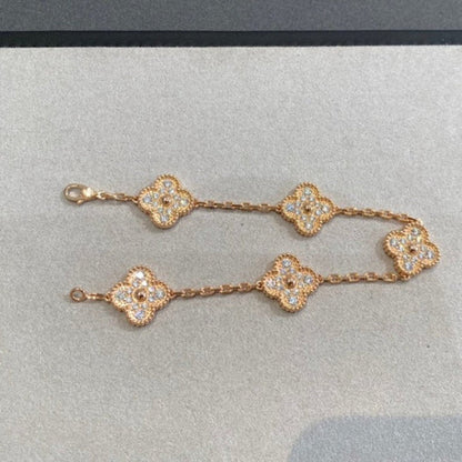 [Glitter] CLOVER 5 MOTIF FULL DIAMOND BRACELET COLLECTION