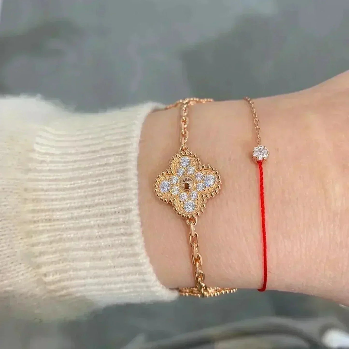 [Glitter] CLOVER 5 MOTIF FULL DIAMOND BRACELET COLLECTION