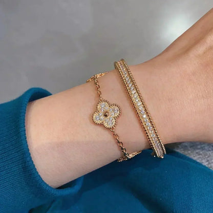 [Glitter] CLOVER 5 MOTIF FULL DIAMOND BRACELET COLLECTION