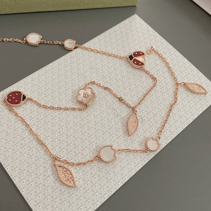 [Glitter Jewelry]LUCKY SPRING 15 MOTIFS ROSE GOLD NECKLACE