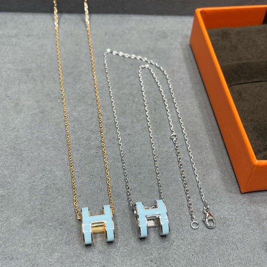 [グリッタージュエリー]POP H スカイブルーネックレス