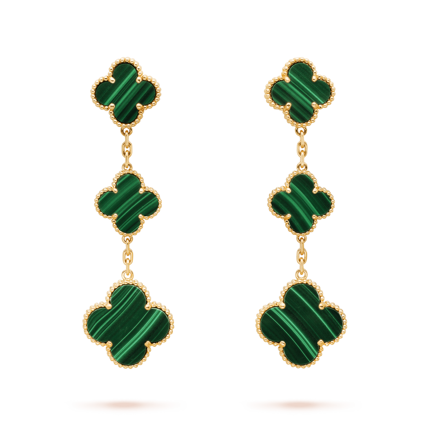 [Glitter Jewelry]CLOVER MALACHITE 3 MOTIFS GOLD