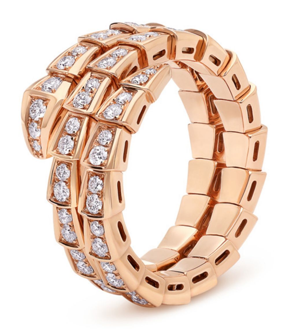 [Glitter Jewelry]SERPENTI RING PINK GOLD DIAMOND DOUBLE ROW