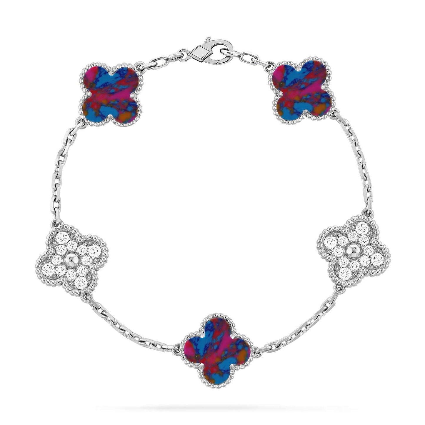 [Glitter]CLOVER 5 MOTIF COLOR GEMSTONES BRACELET COLLECTION