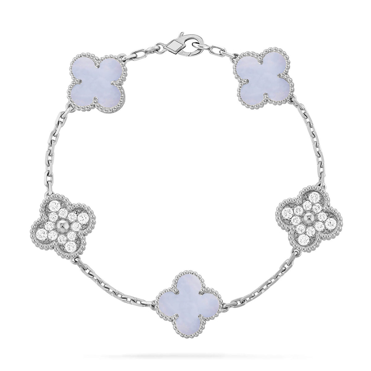 [Glitter] CLOVER 5 MOTIF PURPLE CHALCEDONY BRACELET COLLECTION