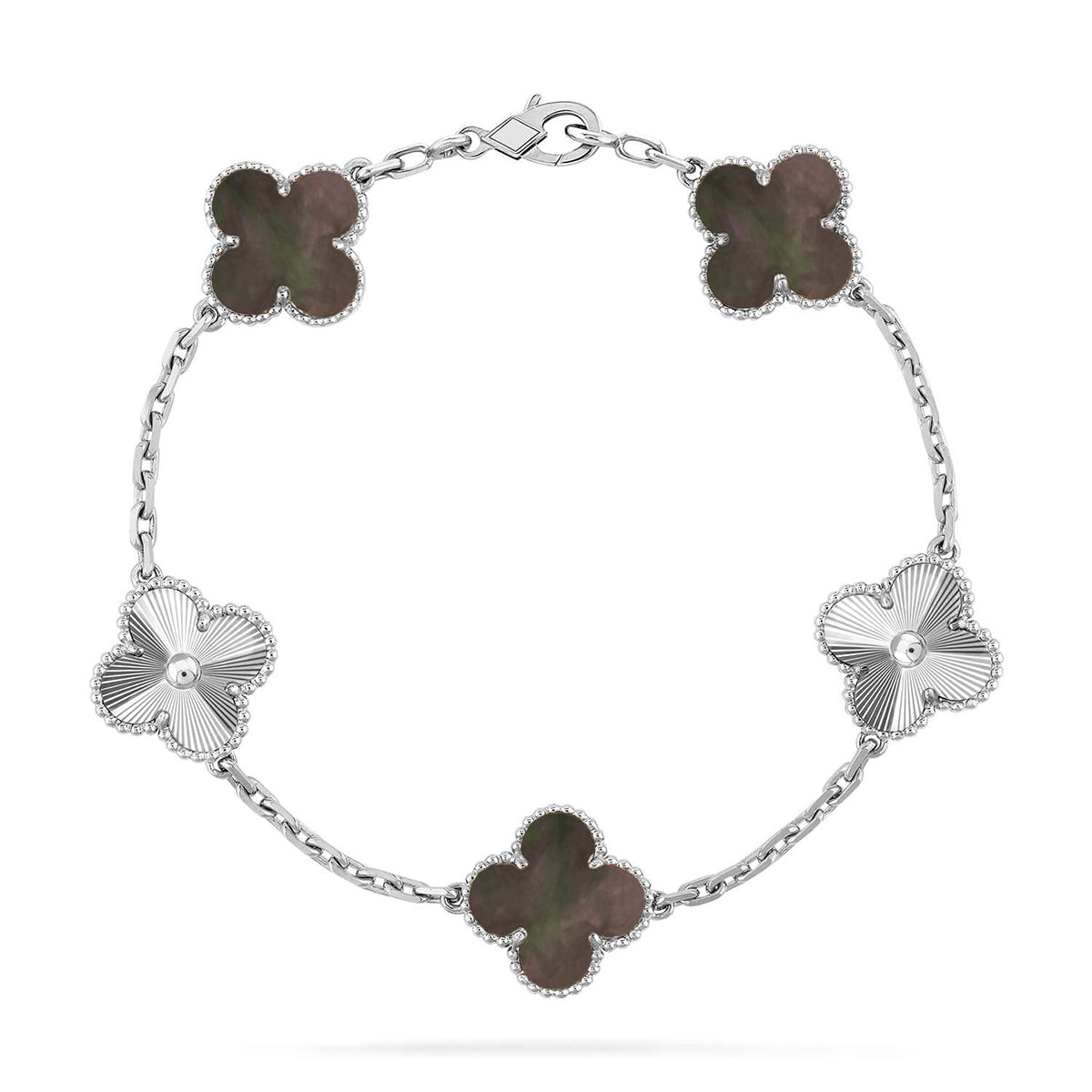 [Glitter] CLOVER 5 MOTIF GRAY MOP BRACELET COLLECTION