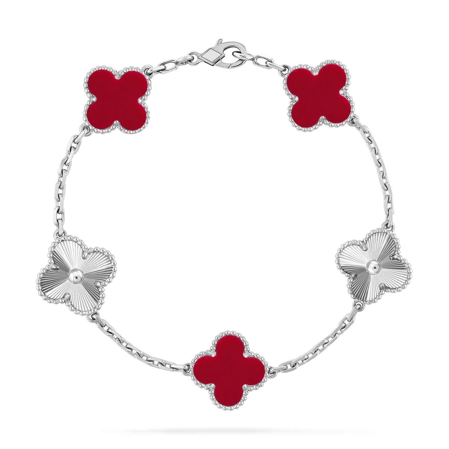 [Glitter] CLOVER 5 MOTIF RED CORNELIAN BRACELET COLLECTION