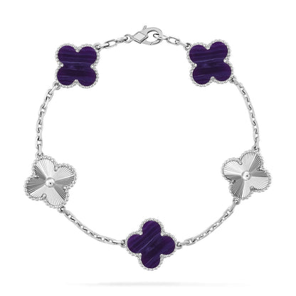 [Glitter]CLOVER 5 MOTIF PURPLE STRIPES BRACELET COLLECTION