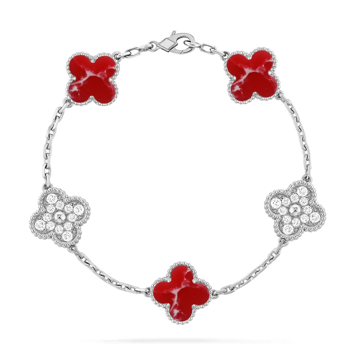 [Glitter]CLOVER 5 MOTIF RED PATTERN BRACELET COLLECTION
