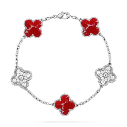 [Glitter]CLOVER 5 MOTIF RED PATTERN BRACELET COLLECTION