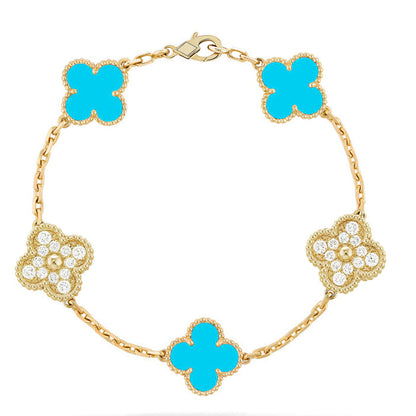 [Glitter] CLOVER 5 MOTIF TURQUOISE BRACELET COLLECTION