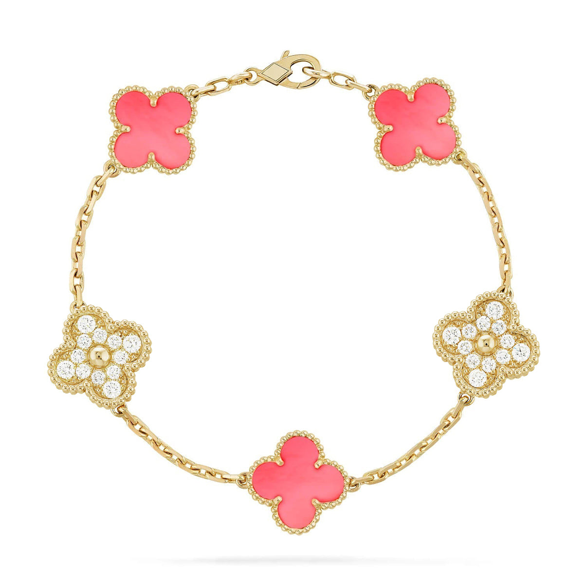 [Glitter] CLOVER 5 MOTIFS  PINK MOP BRACELET COLLECTION
