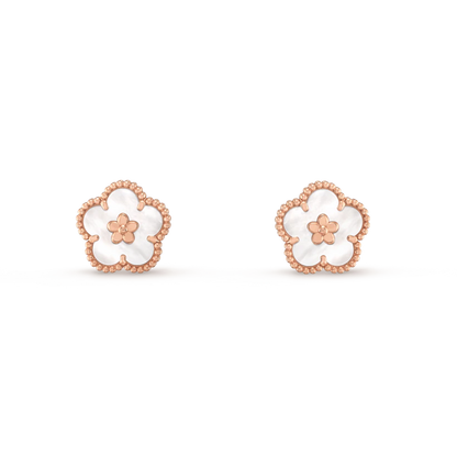 [Glitter Jewelry]LUCKY PINK GOLD WHITE MOP EARRINGS