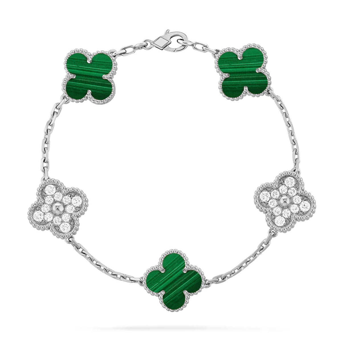 [Glitter] CLOVER 5 MOTIF MALACHITE BRACELET COLLECTION