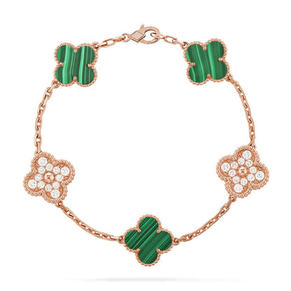 [Glitter] CLOVER 5 MOTIF MALACHITE BRACELET COLLECTION