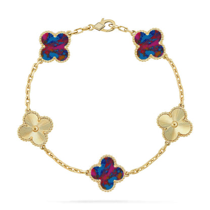 [Glitter]CLOVER 5 MOTIF COLOR GEMSTONES BRACELET COLLECTION