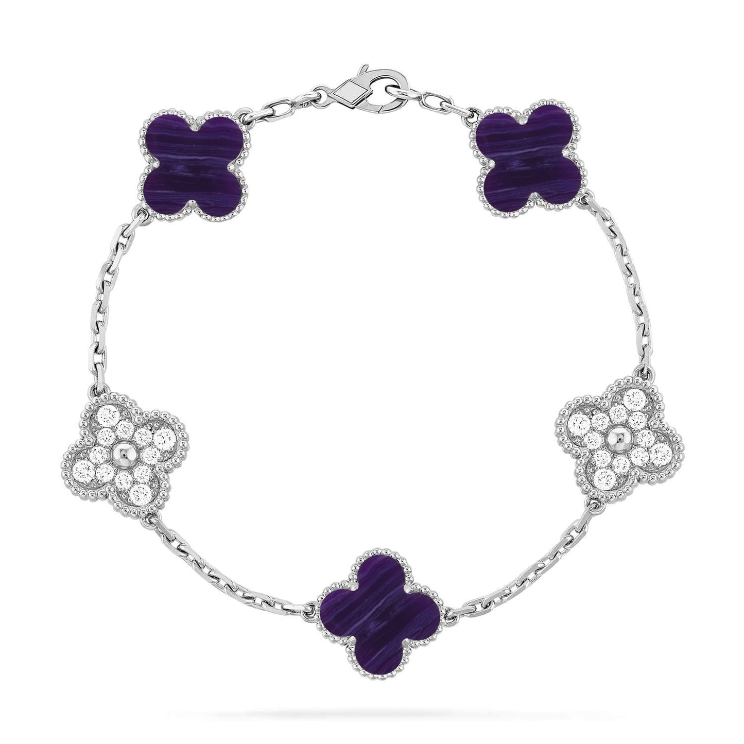 [Glitter]CLOVER 5 MOTIF PURPLE STRIPES BRACELET COLLECTION