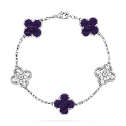 [Glitter]CLOVER 5 MOTIF PURPLE STRIPES BRACELET COLLECTION