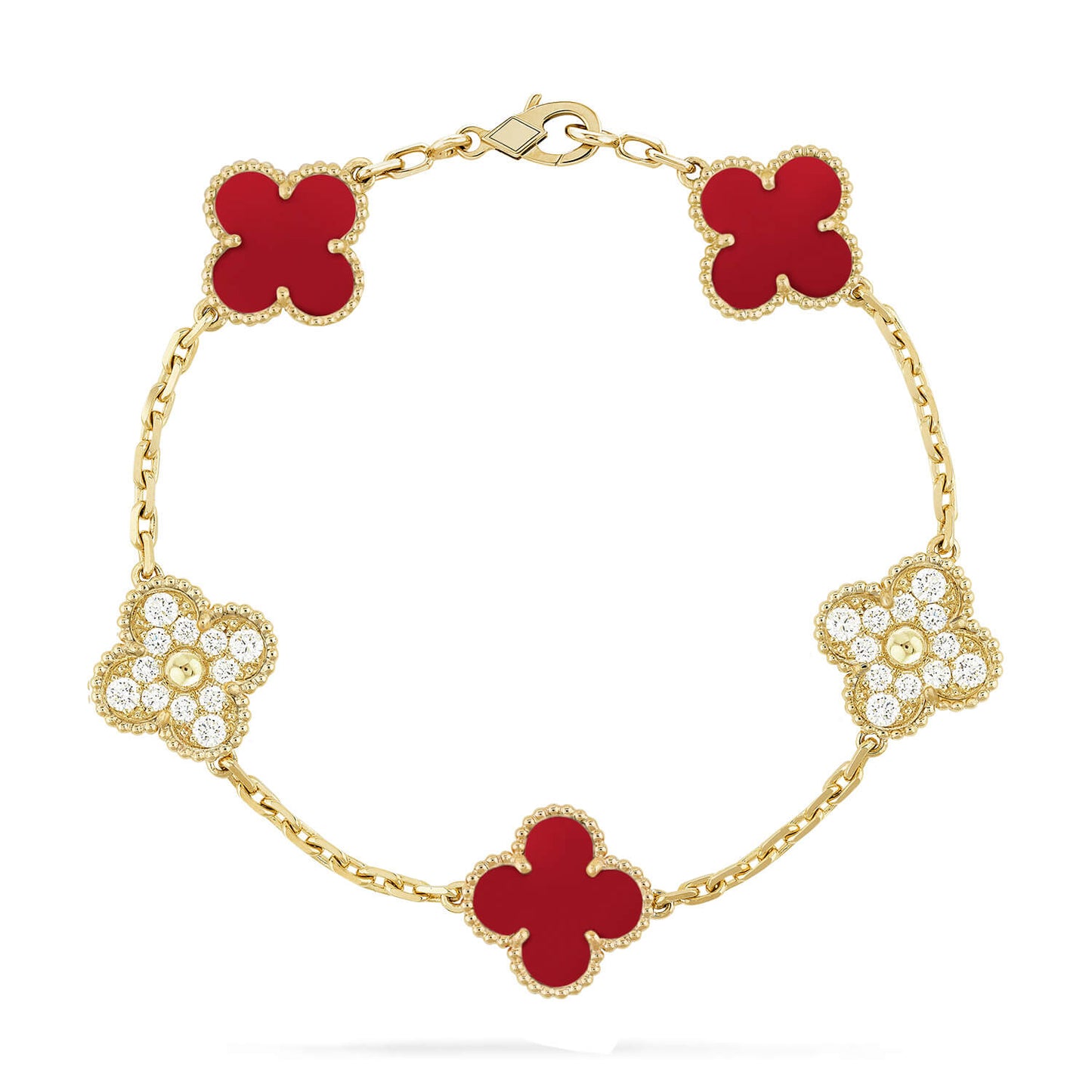 [Glitter] CLOVER 5 MOTIF RED CORNELIAN BRACELET COLLECTION