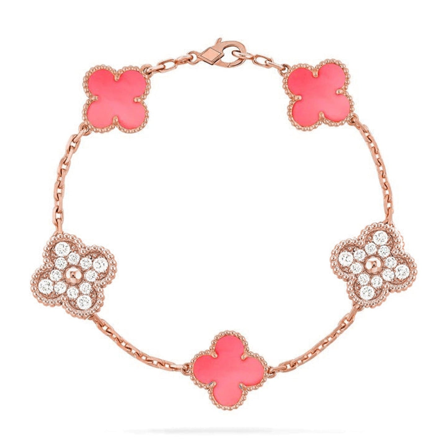 [Glitter] CLOVER 5 MOTIFS  PINK MOP BRACELET COLLECTION