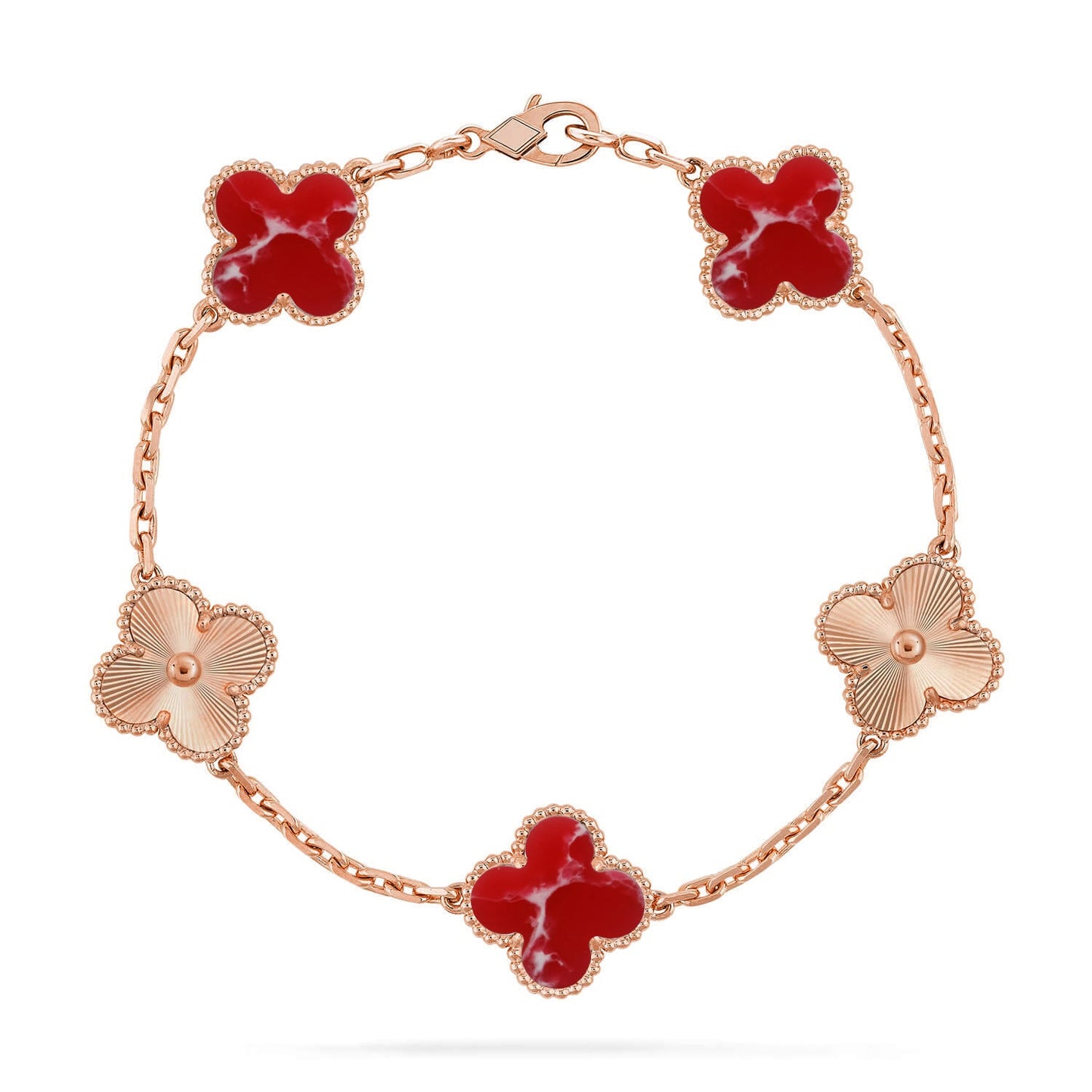 [Glitter]CLOVER 5 MOTIF RED PATTERN BRACELET COLLECTION