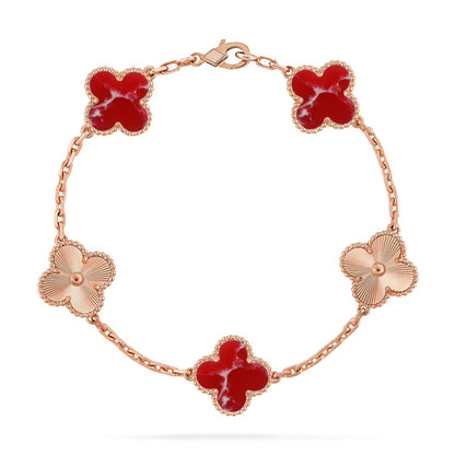 [Glitter]CLOVER 5 MOTIF RED PATTERN BRACELET COLLECTION