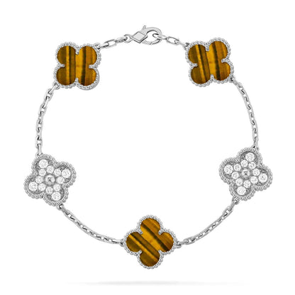 [Glitter] CLOVER 5 MOTIFS TIGER EYE BRACELET COLLECTION