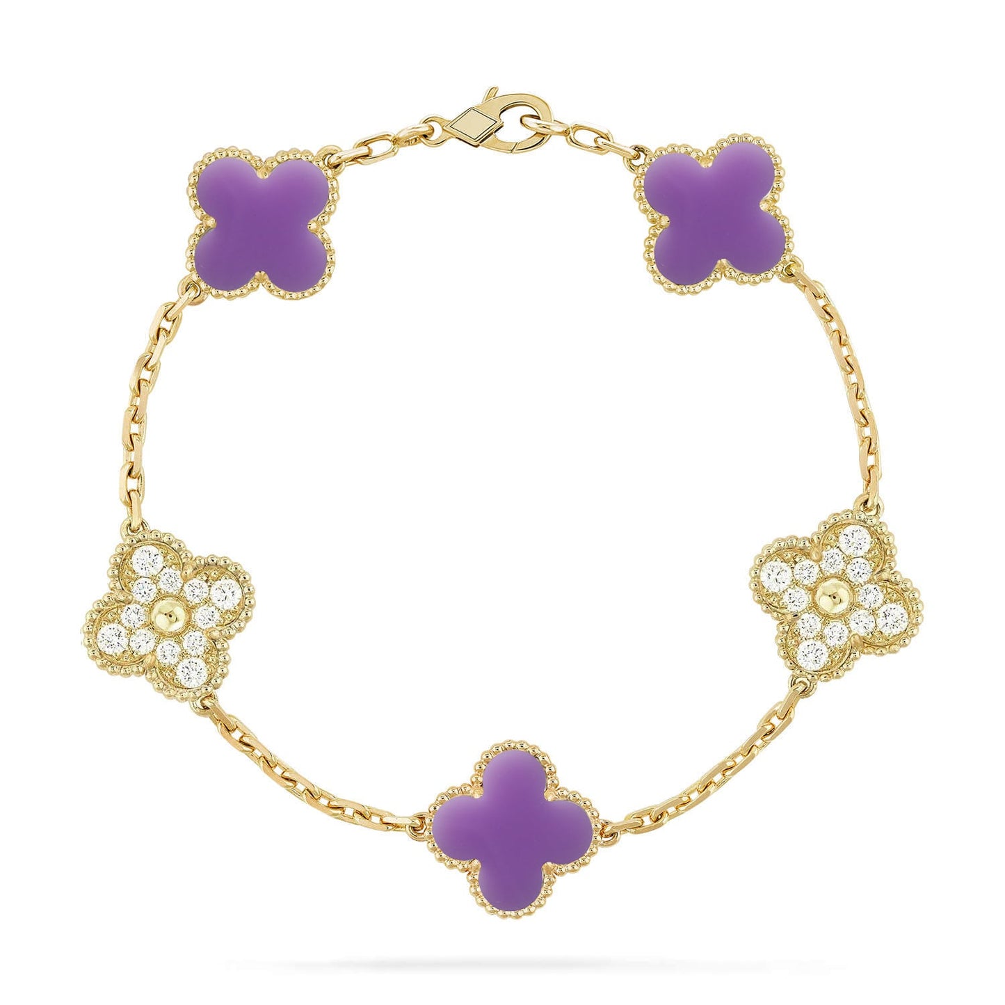 [Glitter]CLOVER 5 MOTIF LIGHT PURPLE BRACELET COLLECTION