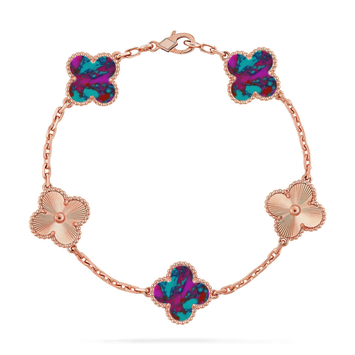 [Glitter]CLOVER 5 MOTIF COLOR GEMSTONES BRACELET COLLECTION