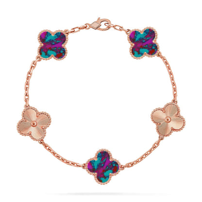 [Glitter]CLOVER 5 MOTIF COLOR GEMSTONES BRACELET COLLECTION