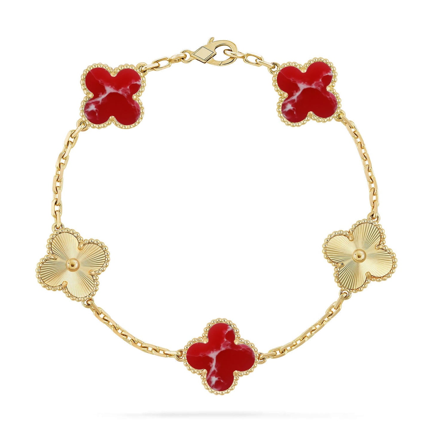 [Glitter]CLOVER 5 MOTIF RED PATTERN BRACELET COLLECTION