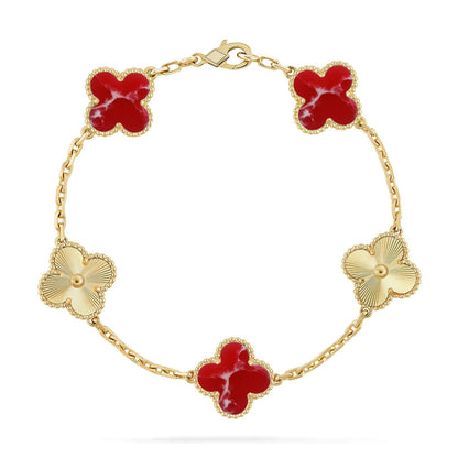 [Glitter]CLOVER 5 MOTIF RED PATTERN BRACELET COLLECTION