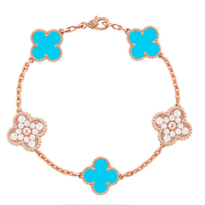 [Glitter] CLOVER 5 MOTIF TURQUOISE BRACELET COLLECTION