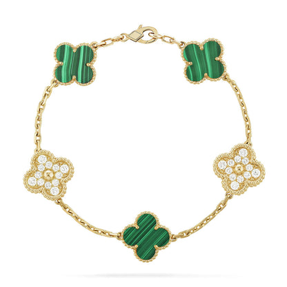 [Glitter] CLOVER 5 MOTIF MALACHITE BRACELET COLLECTION