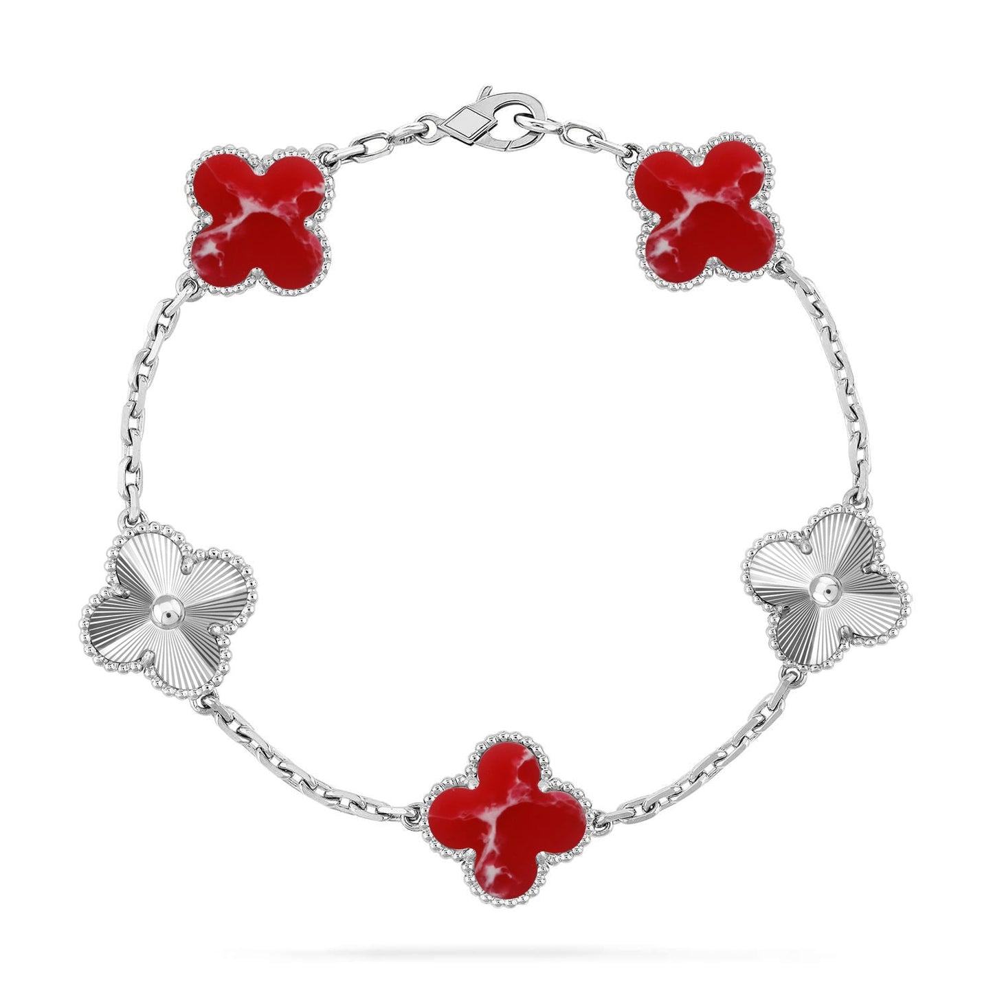 [Glitter]CLOVER 5 MOTIF RED PATTERN BRACELET COLLECTION