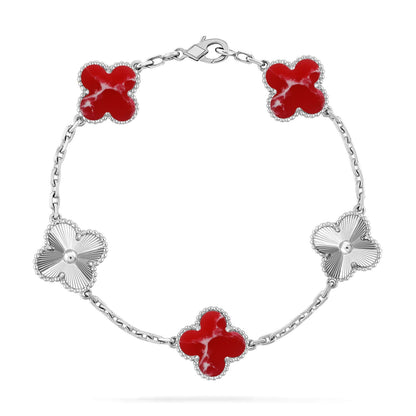 [Glitter]CLOVER 5 MOTIF RED PATTERN BRACELET COLLECTION